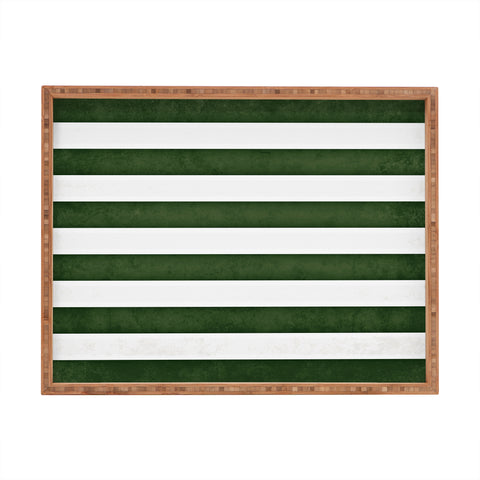 Monika Strigel FARMHOUSE SHABBY STRIPES GREEN Rectangular Tray