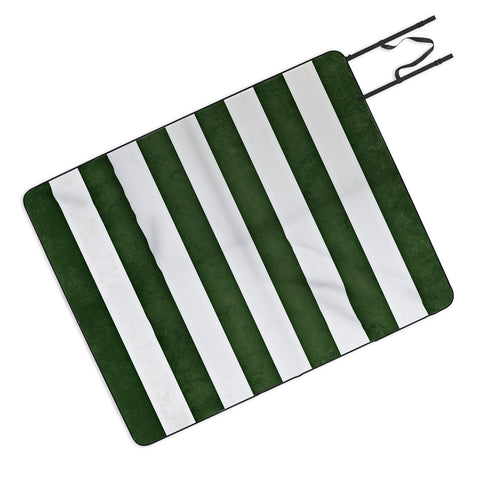 Monika Strigel FARMHOUSE SHABBY STRIPES GREEN Picnic Blanket