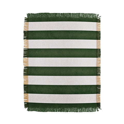 Monika Strigel FARMHOUSE SHABBY STRIPES GREEN Throw Blanket