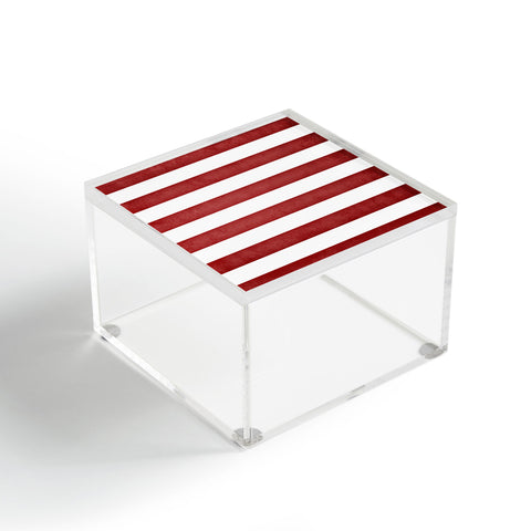 Monika Strigel FARMHOUSE SHABBY STRIPES RED Acrylic Box