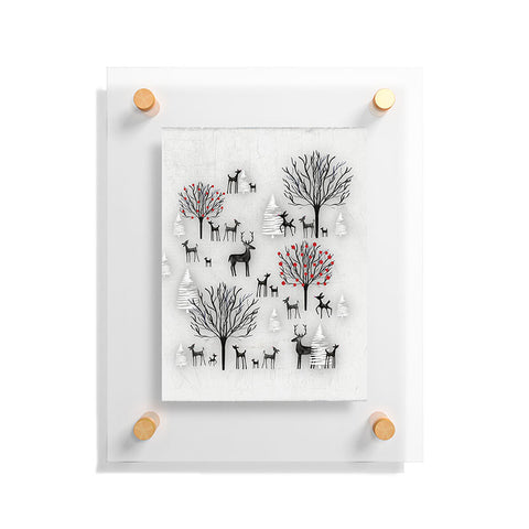 Monika Strigel FARMHOUSE WINTER DEER AND FOREST Floating Acrylic Print