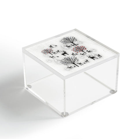 Monika Strigel FARMHOUSE WINTER DEER AND FOREST Acrylic Box