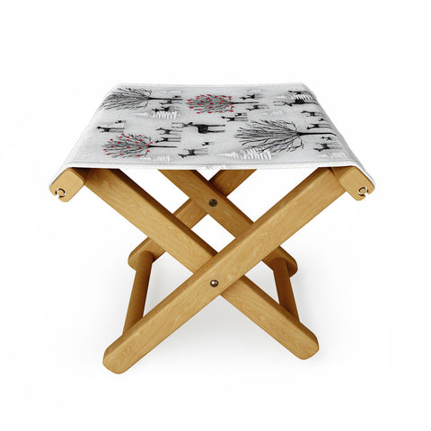 Monika Strigel FARMHOUSE WINTER DEER AND FOREST Folding Stool
