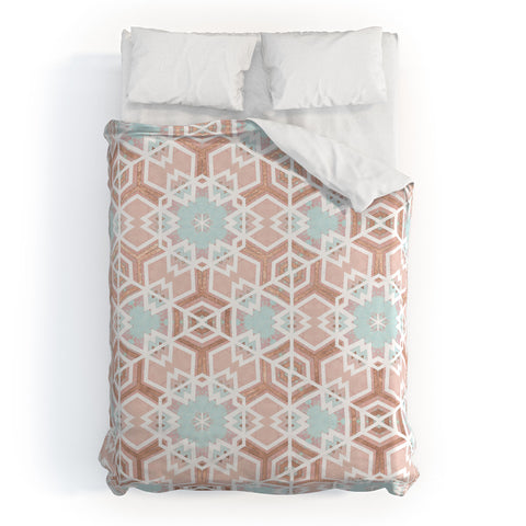 Monika Strigel FESTIVE GEO SNOWFLAKE ROSEGOLD PASTEL Duvet Cover