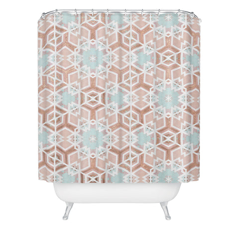 Monika Strigel FESTIVE GEO SNOWFLAKE ROSEGOLD PASTEL Shower Curtain