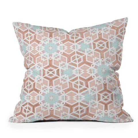 Monika Strigel FESTIVE GEO SNOWFLAKE ROSEGOLD PASTEL Throw Pillow