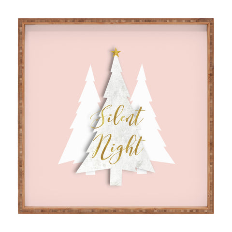 Monika Strigel FESTIVE MERRY LITTLE CHRISTMAS PALE PEACH Square Tray