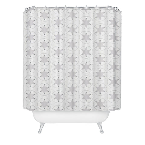 Monika Strigel FESTIVE STAMPED STARS PALE GREY Shower Curtain