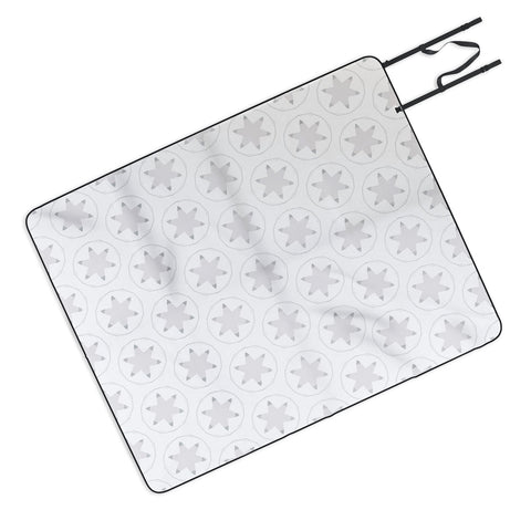 Monika Strigel FESTIVE STAMPED STARS PALE GREY Picnic Blanket