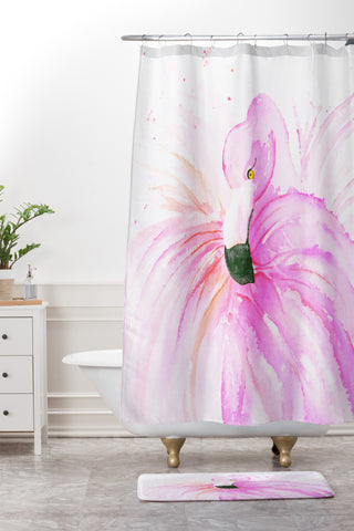 Monika Strigel Flamingo Ballerina Shower Curtain And Mat