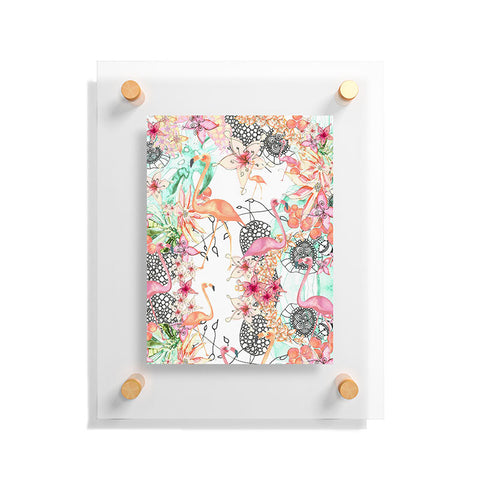 Monika Strigel Flamingos In Paradise Floating Acrylic Print