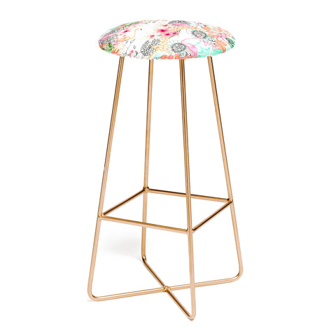 Monika Strigel Flamingos In Paradise Bar Stool