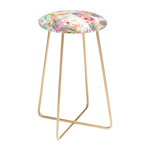 Monika Strigel Flamingos In Paradise Counter Stool