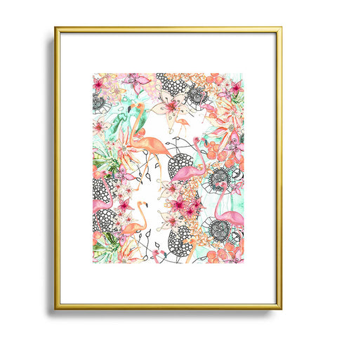 Monika Strigel Flamingos In Paradise Metal Framed Art Print