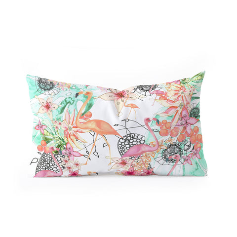 Monika Strigel Flamingos In Paradise Oblong Throw Pillow