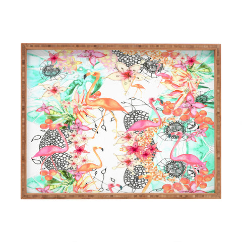 Monika Strigel Flamingos In Paradise Rectangular Tray