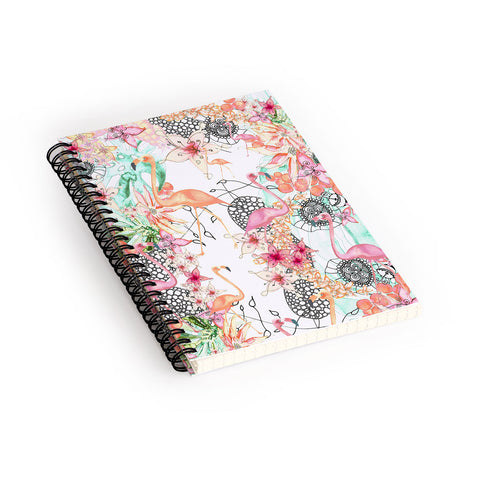 Monika Strigel Flamingos In Paradise Spiral Notebook
