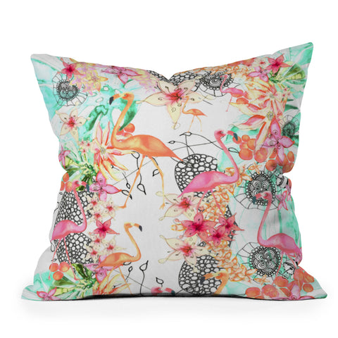Monika Strigel Flamingos In Paradise Throw Pillow