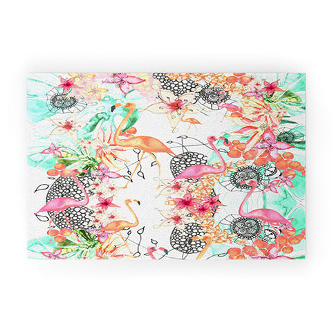 Monika Strigel Flamingos In Paradise Welcome Mat