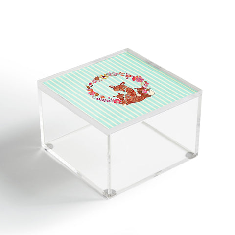 Monika Strigel Fox And Flowers And Blue Stripes Acrylic Box