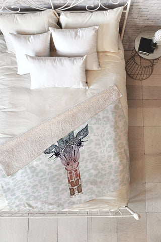 Monika Strigel Giraffe Meets Leopard Fleece Throw Blanket