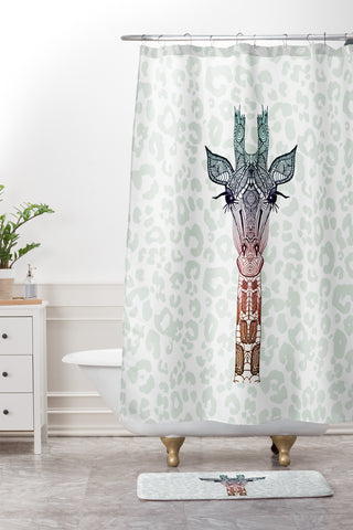 Monika Strigel Giraffe Meets Leopard Shower Curtain And Mat