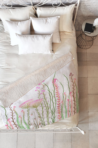 Monika Strigel Grasshoppers Paradise Fleece Throw Blanket