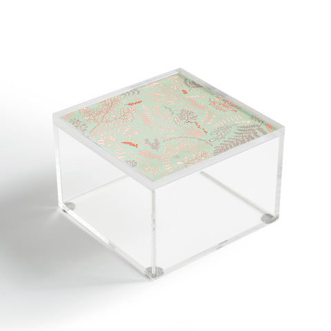Monika Strigel HERBS AND FERNS GREEN AND CORAL Acrylic Box
