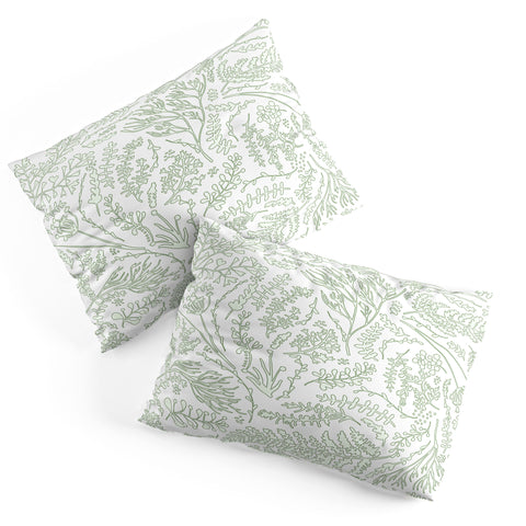 Monika Strigel HERBS AND FERNS GREEN AND WHITE Pillow Shams