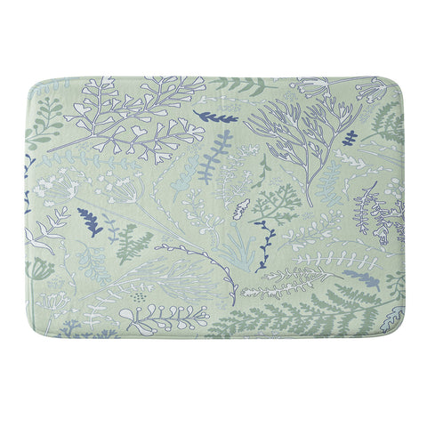 Monika Strigel HERBS AND FERNS PASTEL GREEN Memory Foam Bath Mat