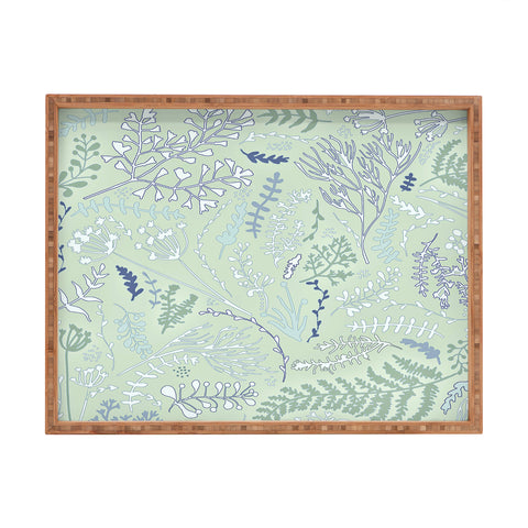 Monika Strigel HERBS AND FERNS PASTEL GREEN Rectangular Tray
