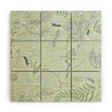 Monika Strigel HERBS AND FERNS PASTEL GREEN Wood Wall Mural