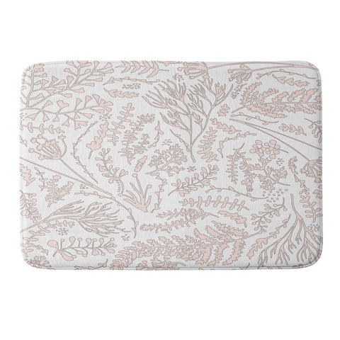 Monika Strigel HERBS AND FERNS ROSE AND WHITE Memory Foam Bath Mat