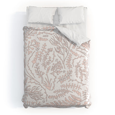Monika Strigel HERBS AND FERNS ROSE AND WHITE Duvet Cover