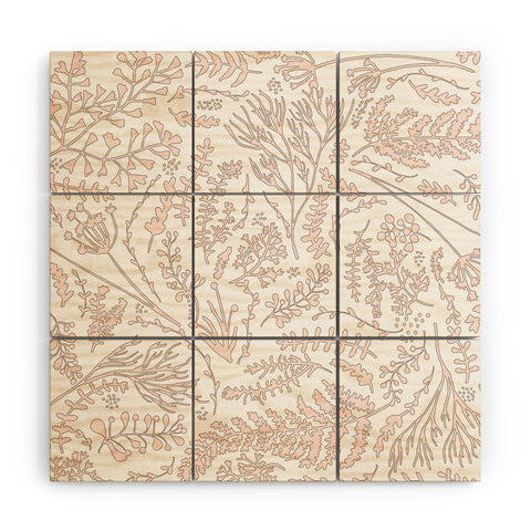 Monika Strigel HERBS AND FERNS ROSE AND WHITE Wood Wall Mural