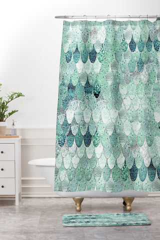 Monika Strigel LILY MINT MERMAID Shower Curtain And Mat