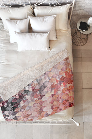 Monika Strigel LILY ROSE MERMAID SILVER Fleece Throw Blanket