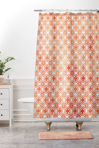Monika Strigel MOROCCAN DIAMOND ANISSA ORANGE Shower Curtain And Mat