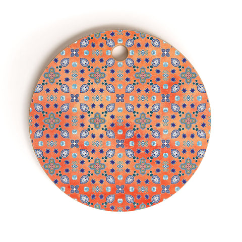Monika Strigel MOROCCAN PEARLS AND TILES ORANGE Cutting Board Round