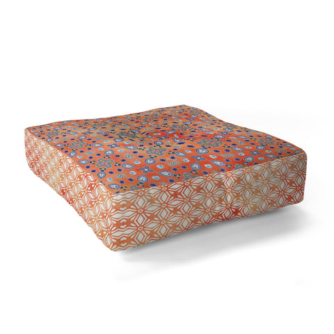 Monika Strigel MOROCCAN PEARLS AND TILES ORANGE Floor Pillow Square