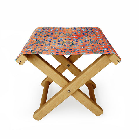 Monika Strigel MOROCCAN PEARLS AND TILES ORANGE Folding Stool
