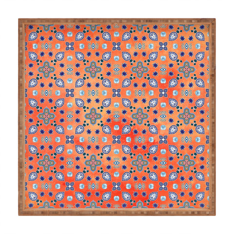 Monika Strigel MOROCCAN PEARLS AND TILES ORANGE Square Tray