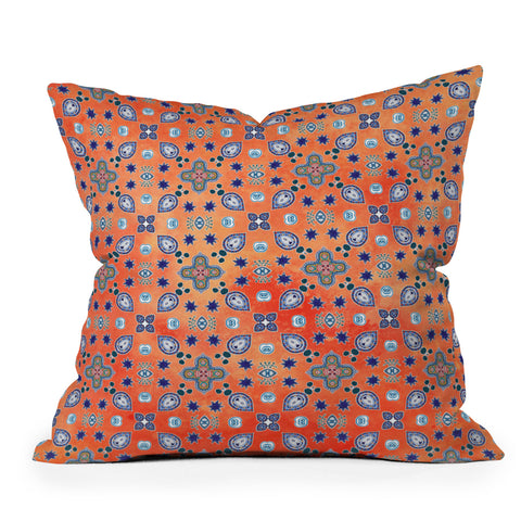 Monika Strigel MOROCCAN PEARLS AND TILES ORANGE Throw Pillow