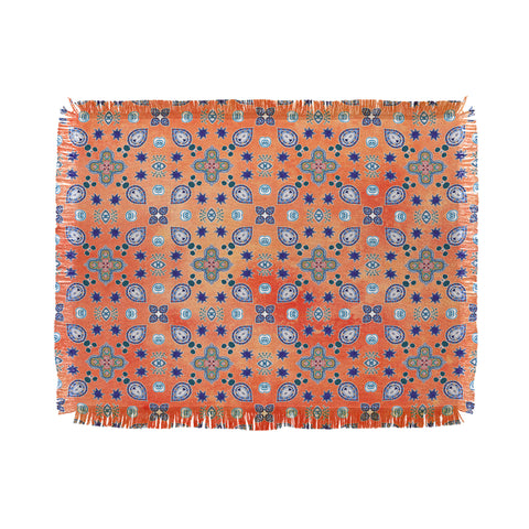 Monika Strigel MOROCCAN PEARLS AND TILES ORANGE Throw Blanket