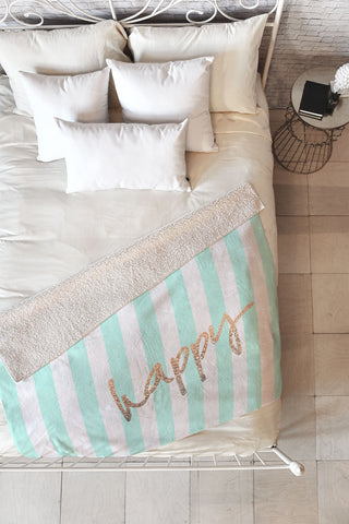 Monika Strigel Pretty Happy Mint Fleece Throw Blanket