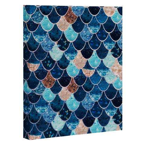 Monika Strigel REALLY MERMAID BLUE AND GOLD Art Canvas