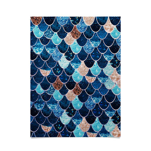 Monika Strigel REALLY MERMAID BLUE AND GOLD Poster
