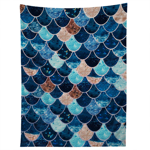 Monika Strigel REALLY MERMAID BLUE AND GOLD Tapestry