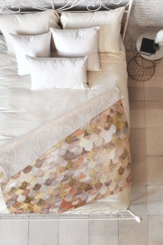 Monika Strigel Really Mermaid Gold Fleece Throw Blanket