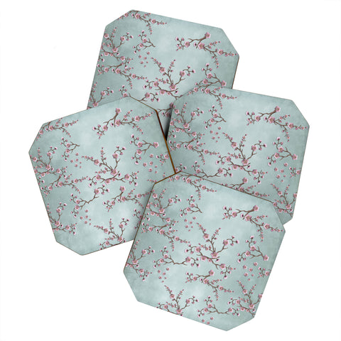 Monika Strigel SAKURA LOVE GRUNGE GREY Coaster Set